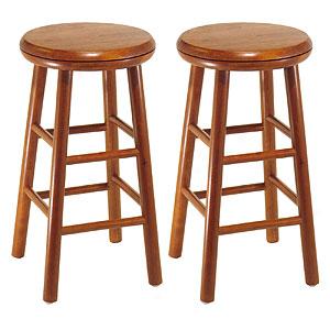 Se5 Of 2 Ashley Swivel Cherry Wood Stools