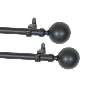 Set Of 2 Black Ball Curtain Rods