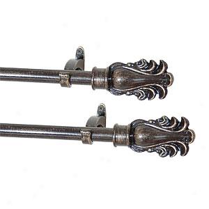 Set Of 2 Bronze Feather Curtain Rods