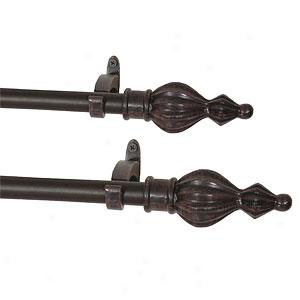 Set Of 2 Dome Slai Burgundy & Black Curtain Rods