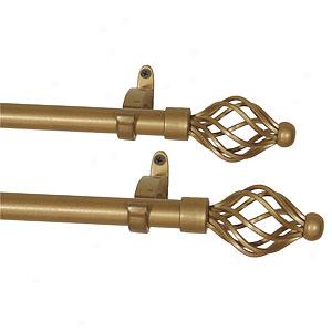 Set Of 2 Flat Spirwl Gold Curtain Rods
