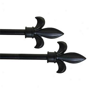 Set Of 2 Fleur De Lis Black Curtain Rods