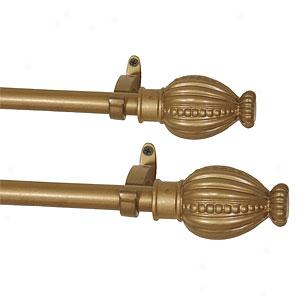 Set Of 2 Gold Crown Curtain Rods