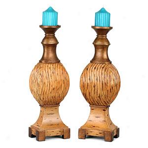 Set Of 2 Resin Candleholders