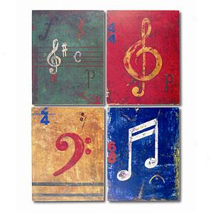 Set Of 4 Musical Note Plaques