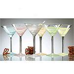 Set Of 6 Pastel Striped 9-oz Martini Glasses
