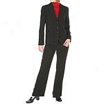 Signature Larry Levine Pinstriped Black Pantsuit