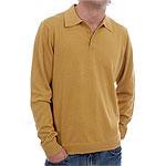 Silk  &Cotton Blend Sweater With 3-button Collar