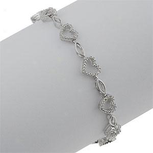 Silver 0.13 Cttw. Diamond Heart Bracelet