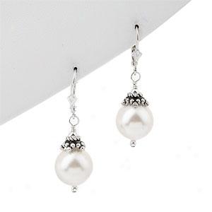 Silver 12mm Swarovski Pearl Earrings