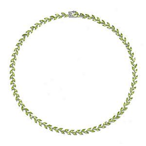 Silver 15.11 Cttw. Peridot Necklace