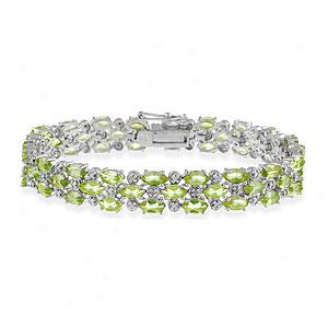 Silver 27.98 Cttw. Peridot & Topaz Bracelet