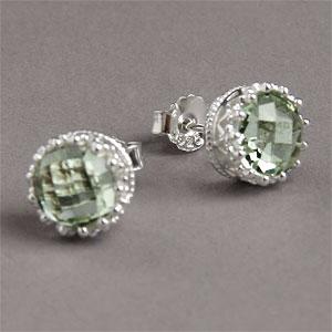 Silver 3.33 Cttw. Green Amethyst Earrings