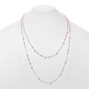 Silvver 7.5mm-9mm Pearl 60in Necklace