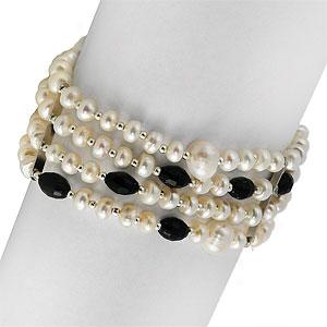 Silver Agate & Pearl Bracelet