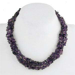 Silver Amethyst Chip Necklace