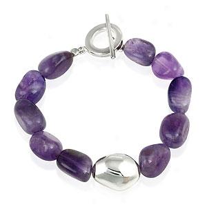 Silver Amethyst Lump Bracelet