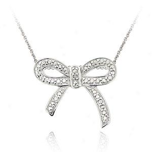 Silver Diamond Bow Necklace