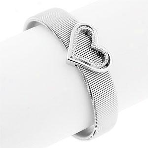 Silver Diamond Heart Belt Cuff