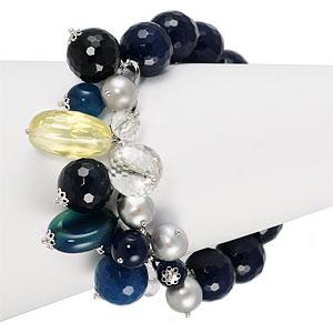 Silver Gemstone & Pearl Bracelet