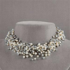 Silver Grey & White Pearl Necklace