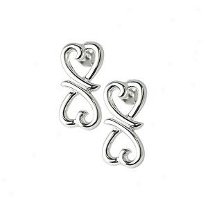 Silver Heart Stud Earrings