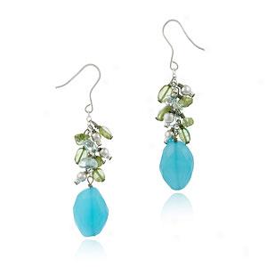 Silver Pearl & Gemstone Earrings