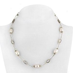 Silve5 Drop & Linked Rondell Necklace