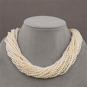 Silver Pearl Torsade Necklace