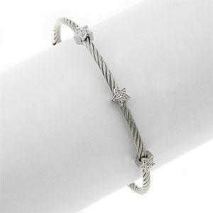 Silver Steel 0.05 Cttw. Diamond Star Bracelet