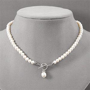 Silver White Pearl & Marcasite Necklace