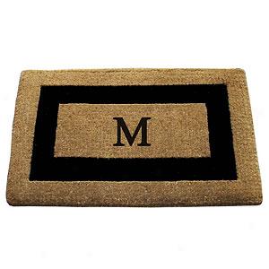 Single Black Border Monogrammed M Doormat
