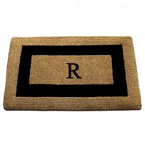 Single Black Border Monogrammed R Doormat