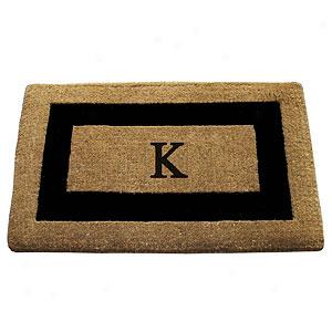 Single Black Border Monogrammed K Doormat