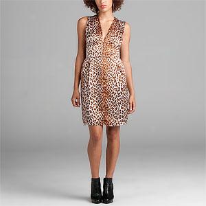 Single Brown Animal Print Silk Dress