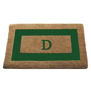 Single Green Border Monlgrammed D Doormat