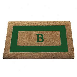 Single Green Border Monogrammed B Doormat