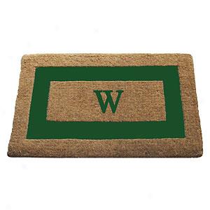 Single Green Border Monogrammed W Doornat