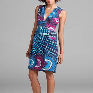 Single Pink & Blue Starburst Print Silk Dress
