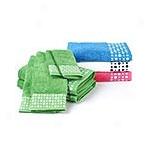 Six Piece Polka Dot Trimmed Cotton Towel Ensemble