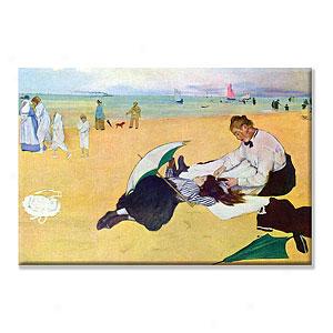 Small Girls On The Beach Canvas Print By Dgeas