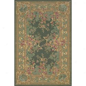Spencer Green Floral Hand Hooked Wool Rug