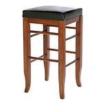 Square Beechwood And Faux Leather Barstools