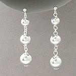 Sterling Silver Cascading Bead Danble Earrings