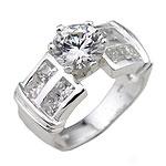 Sterlingg Silver Clwar Cz Ring With Accent Stones