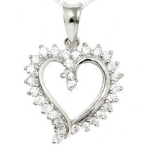 Sterling Soft and clear  & Extricate Cz Heart Pendant