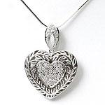 Sterling Silver & Brilliant Accent Heart Pendant