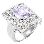 Sterling Silver & Emerald Cut Lavender Cz Ring