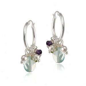Sterling Silver Gemstone Hoop Earrings