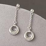 Sterling Silver Hollow Range Dangle Earrings